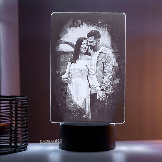 Koppel LED Lampe mit graviertem Foto auf Acryl