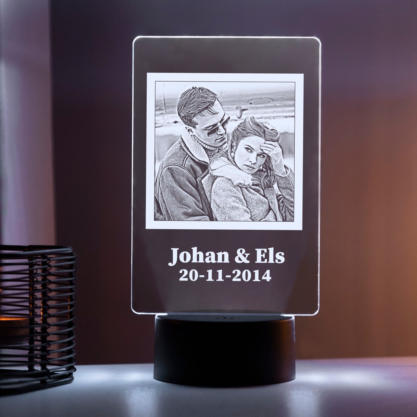 LED Lampe mit Foto – Gravur Lampe als Valentinstag Geschenk