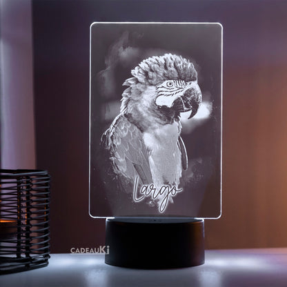 LED Lampe mit Foto für Vogelliebhaber 