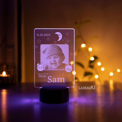 LED Baby-Nachtlicht mit graviertem Foto in warmem Licht