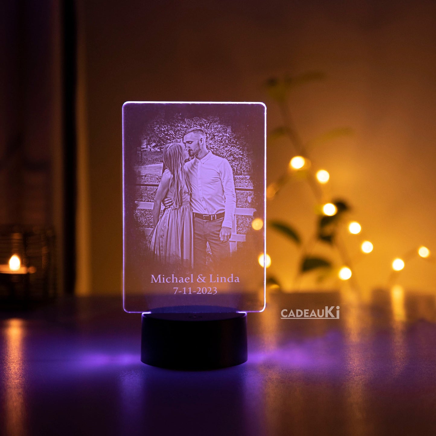LED Fotolampe mit Foto und Namen – romantisches Geschenk