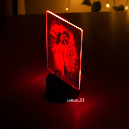 Gravierte LED Lampe mit Foto für Jahrestag