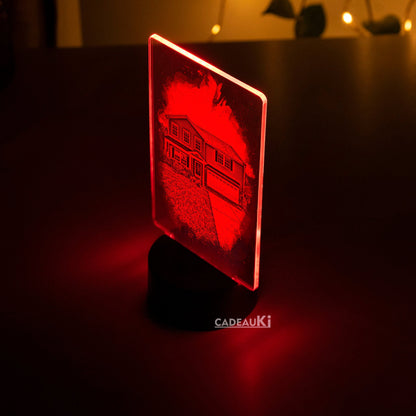 Gravierte Haus-Lampe mit warmem LED-Licht