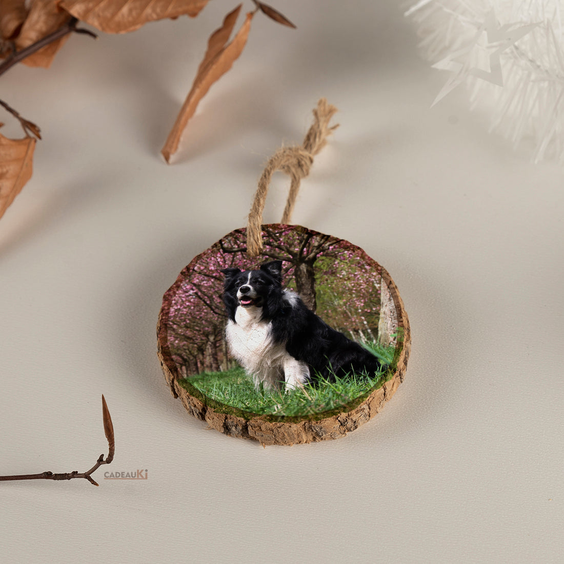 Haustier Fotoanhänger Holz – Hund im Gras