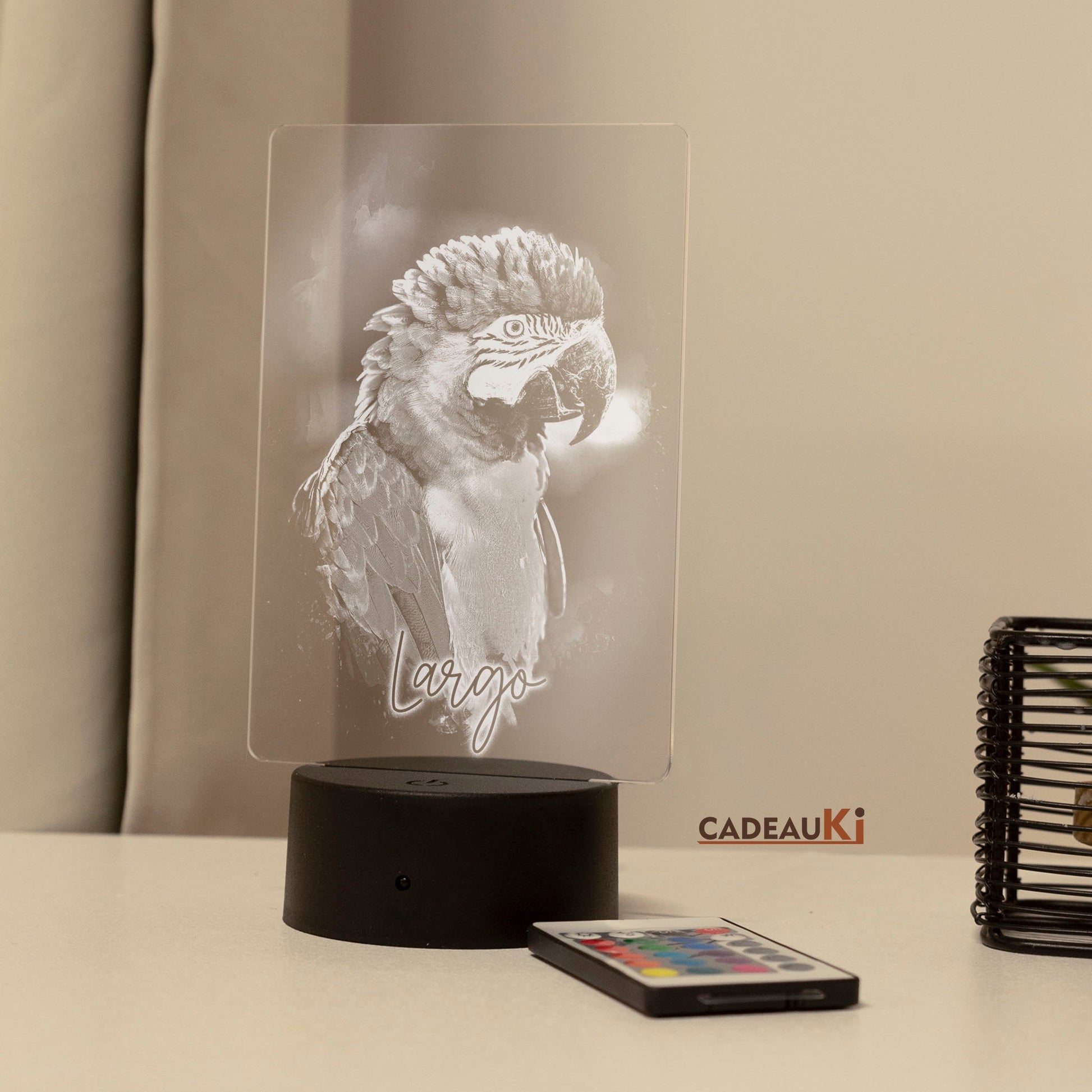 Lampe mit Foto und Namen graviert