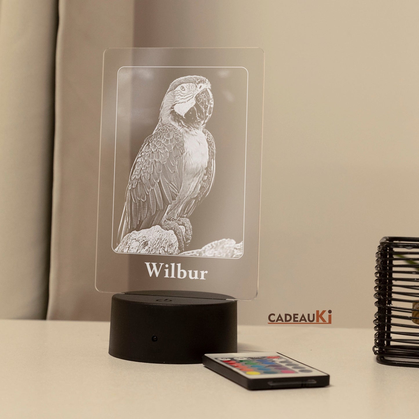 Lampe mit Foto und Namen graviert