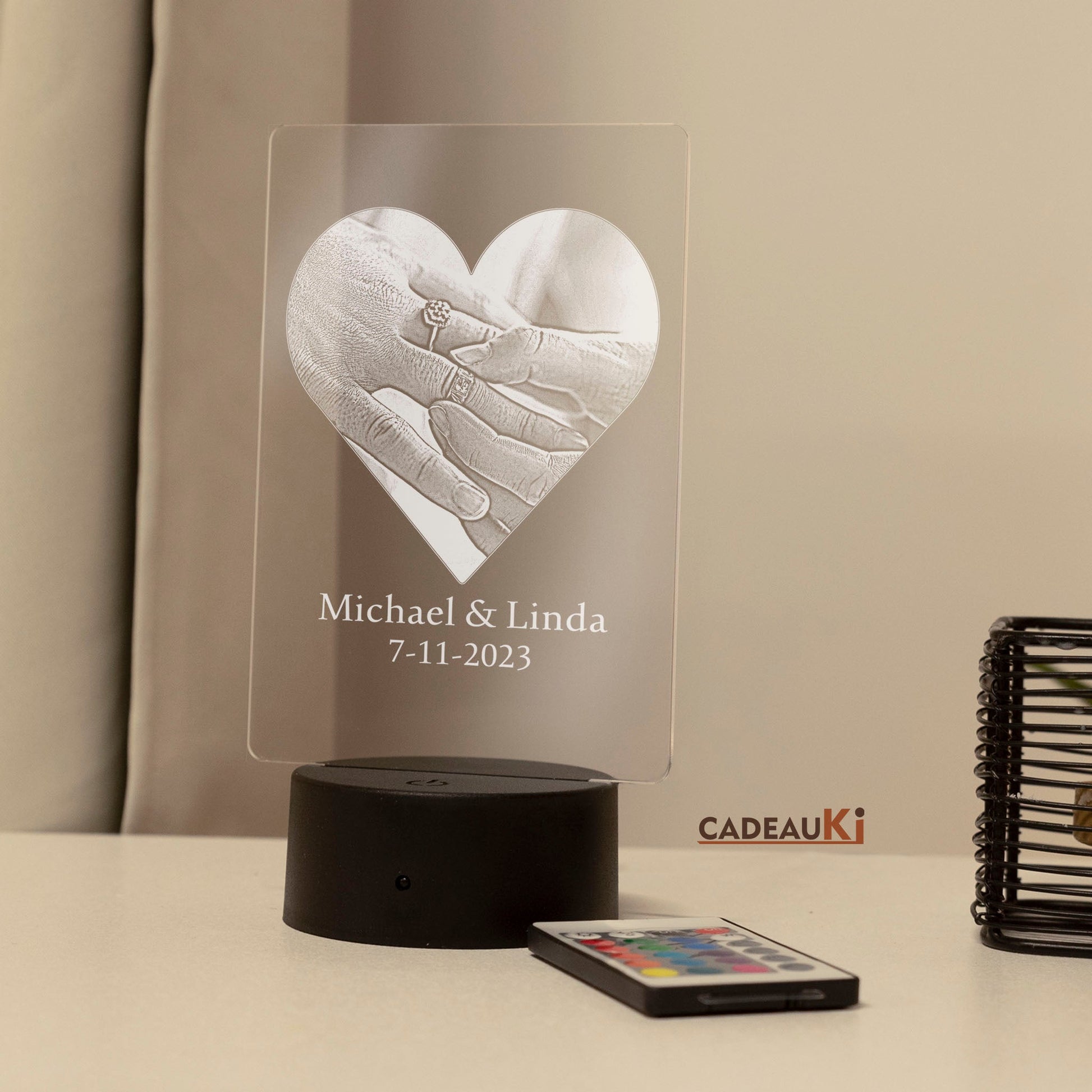 Personalisierte Lampe mit Foto und 16 LED-Farben