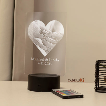 Personalisierte Lampe mit Foto und 16 LED-Farben