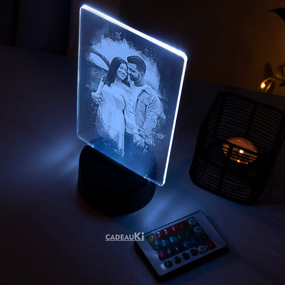 Koppel LED Lampe mit graviertem Foto auf Acryl
