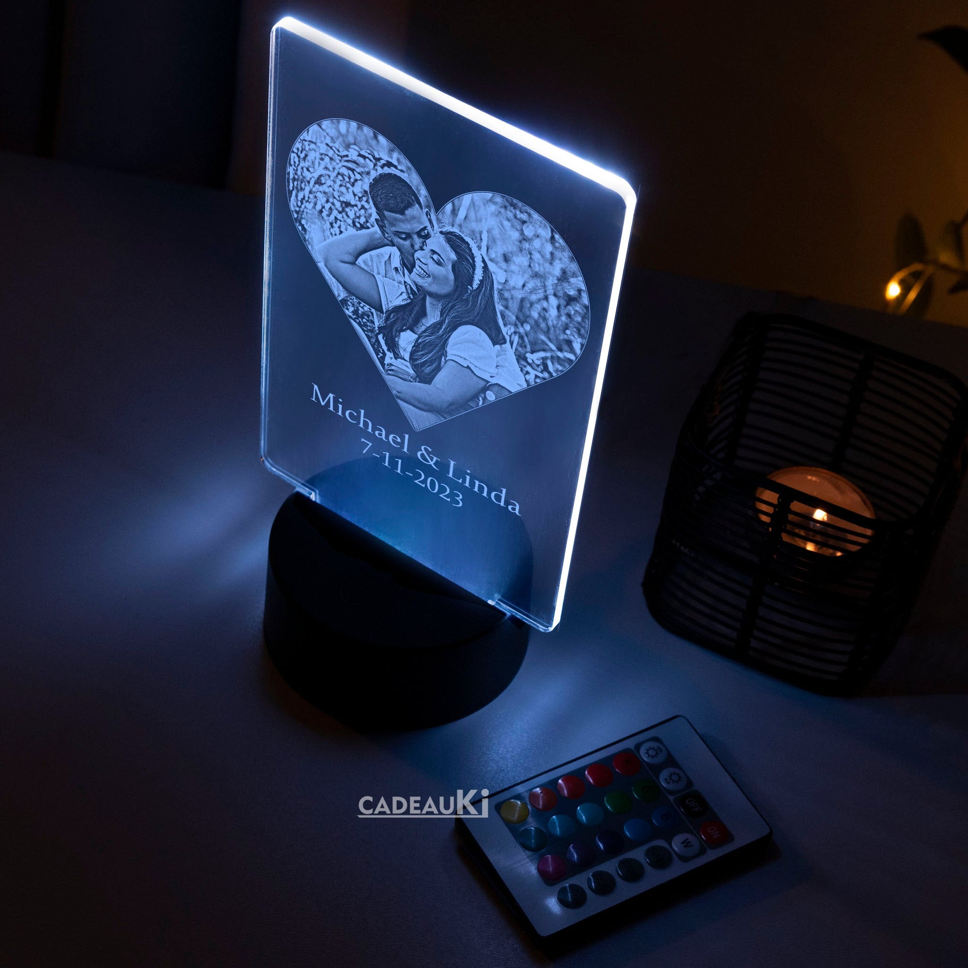 Blaue LED-Beleuchtung der personalisierten Fotolampe