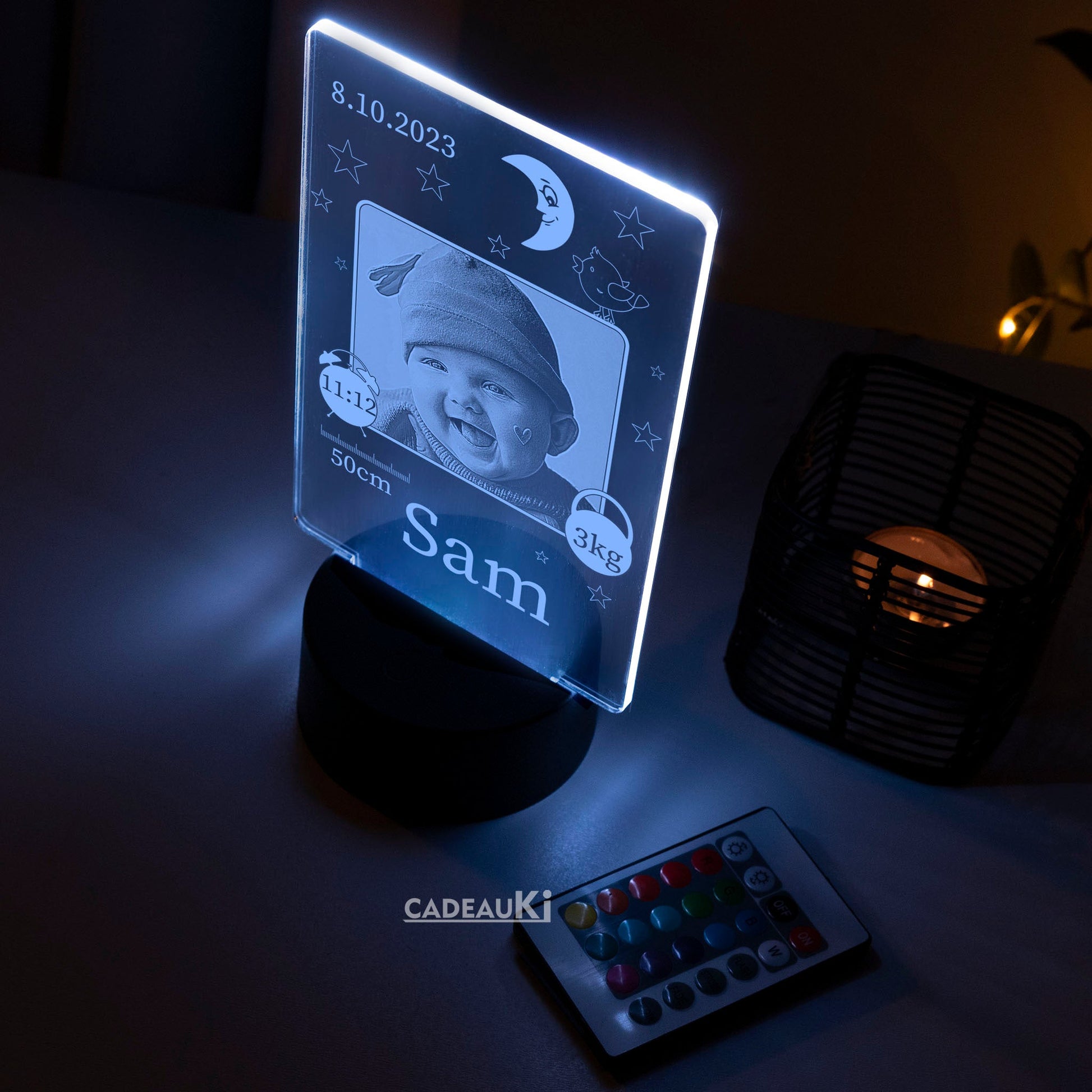 Acryl Baby-Fotolampe mit sanfter Beleuchtung bei Nacht