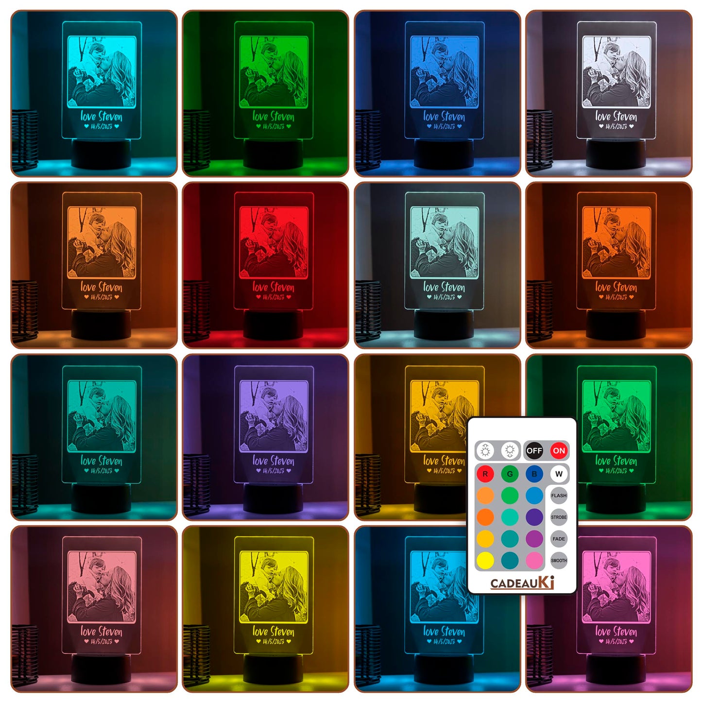 Personalisierte LED-Fotolampe mit Herzmotiv