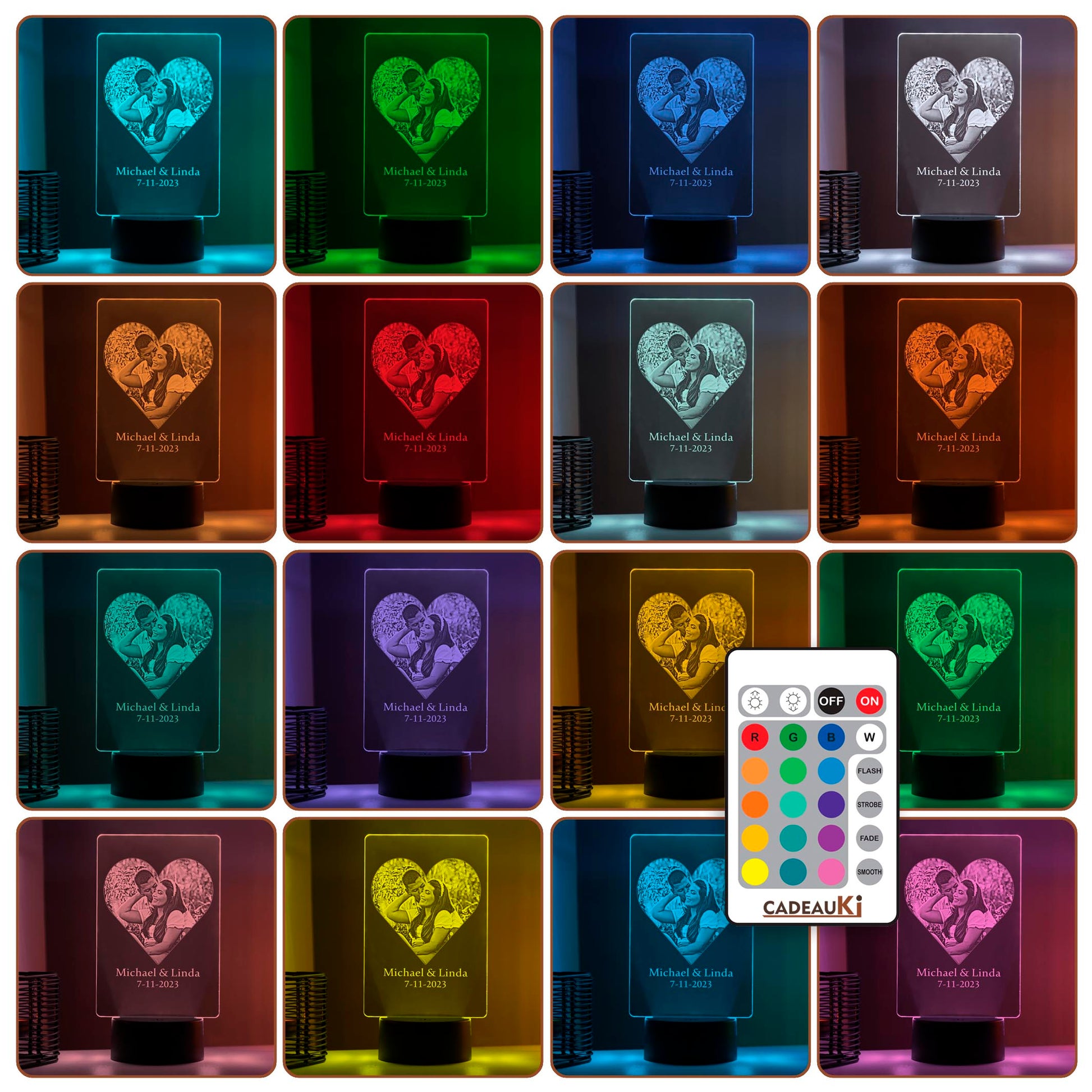 Herz-Fotolampe in 16 Farben mit Fernbedienung