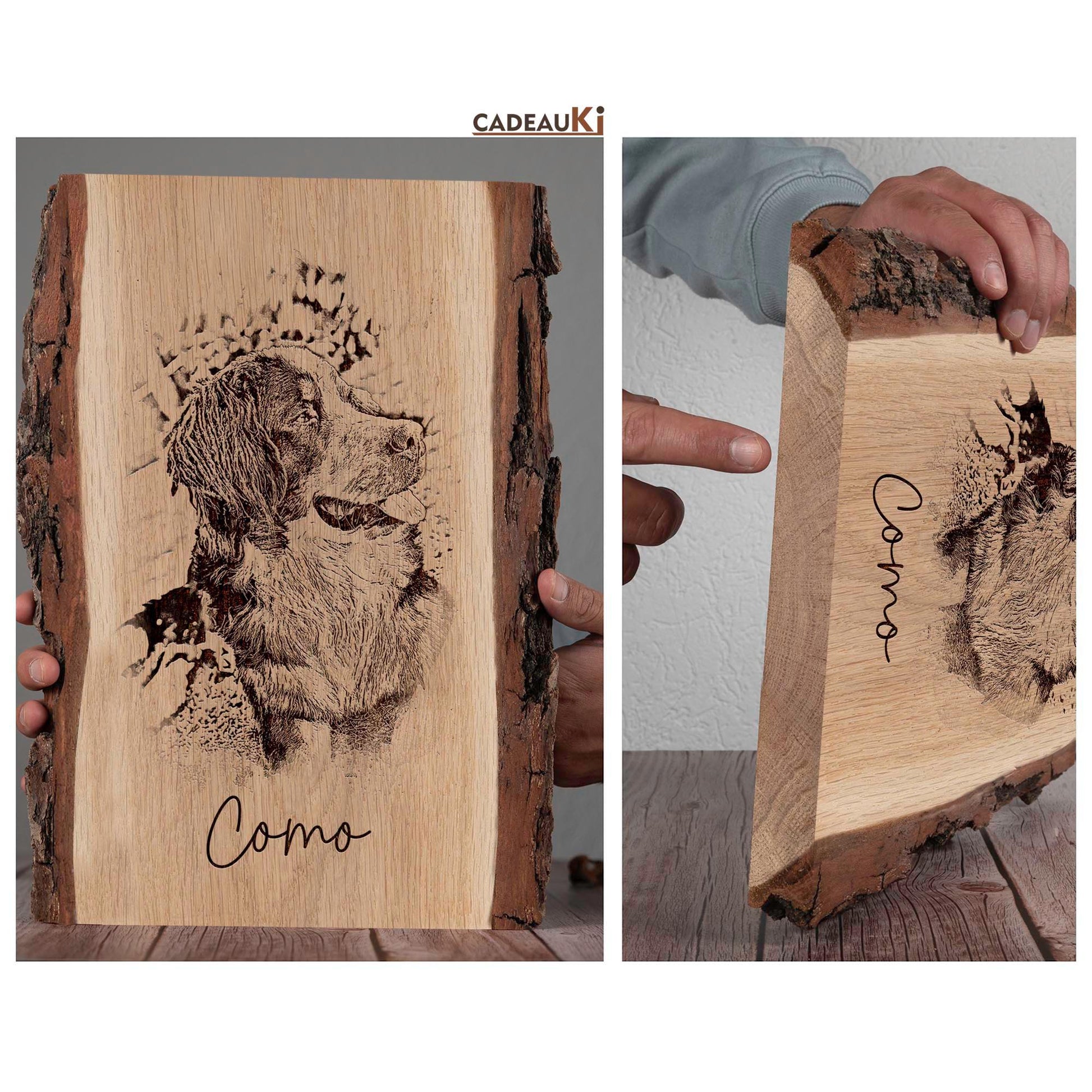 Personalisiertes Haustierportrait aus Holz